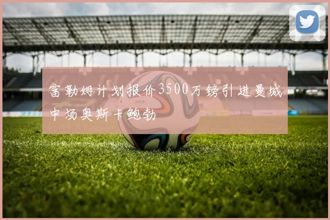 富勒姆计划报价3500万镑引进曼城中场奥斯卡鲍勃